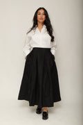 Jupe midi taille haute évasée