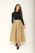 Jupe midi taille haute évasée