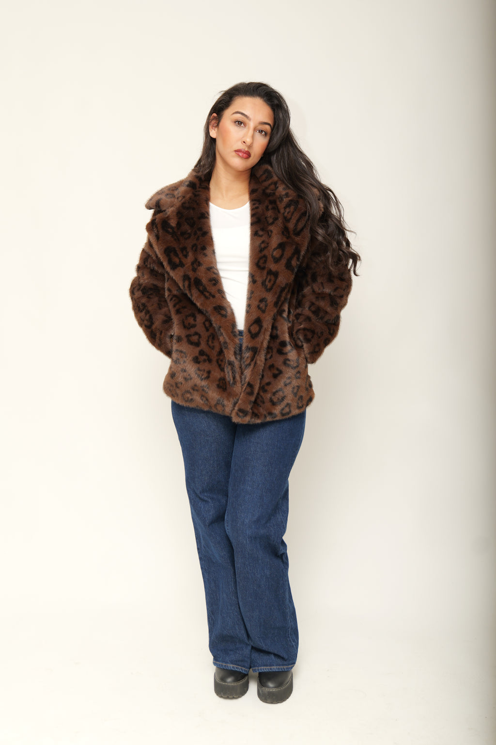 Veste en fausse fourrure imprimée