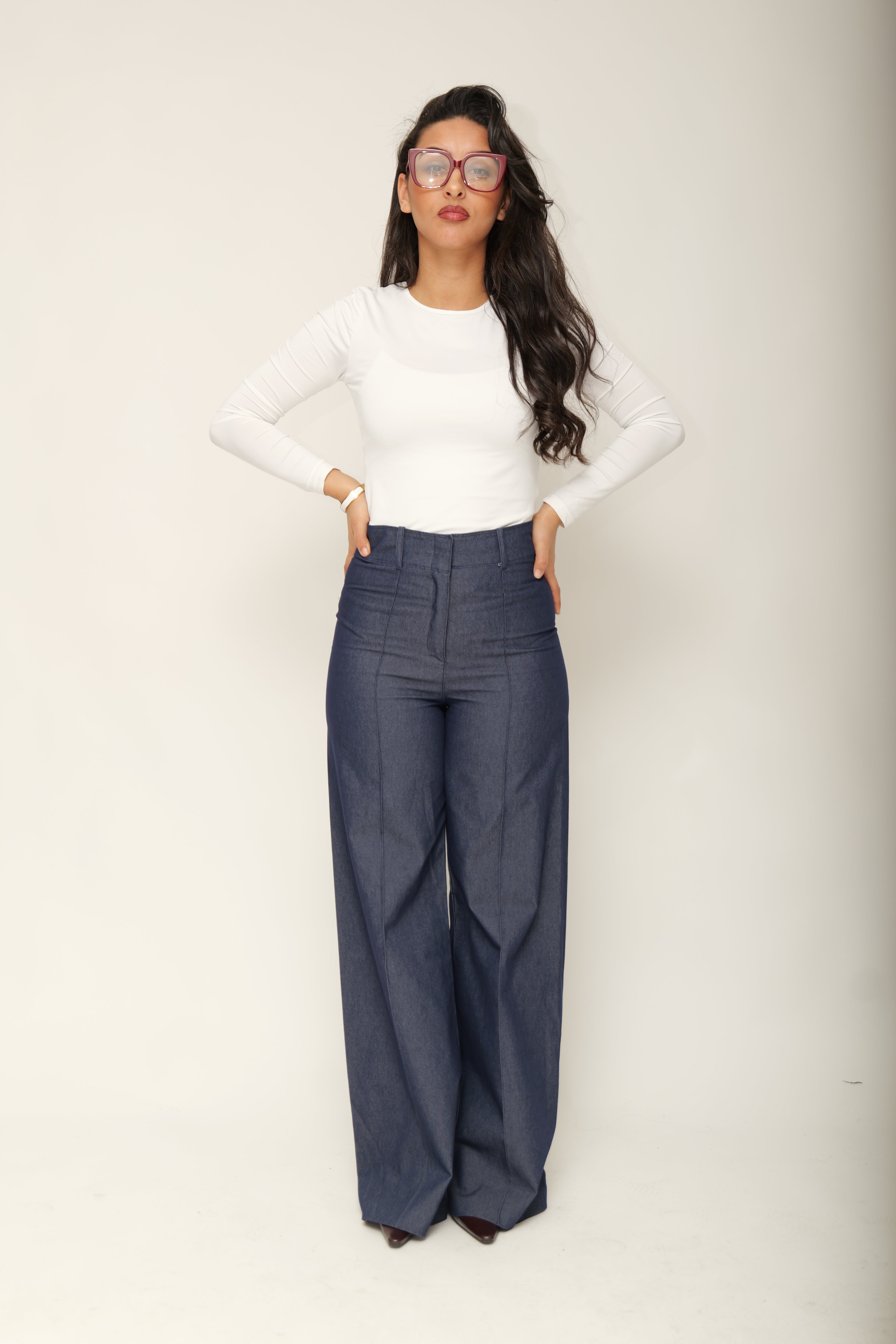 Pantalon Palazzo large taille haute
