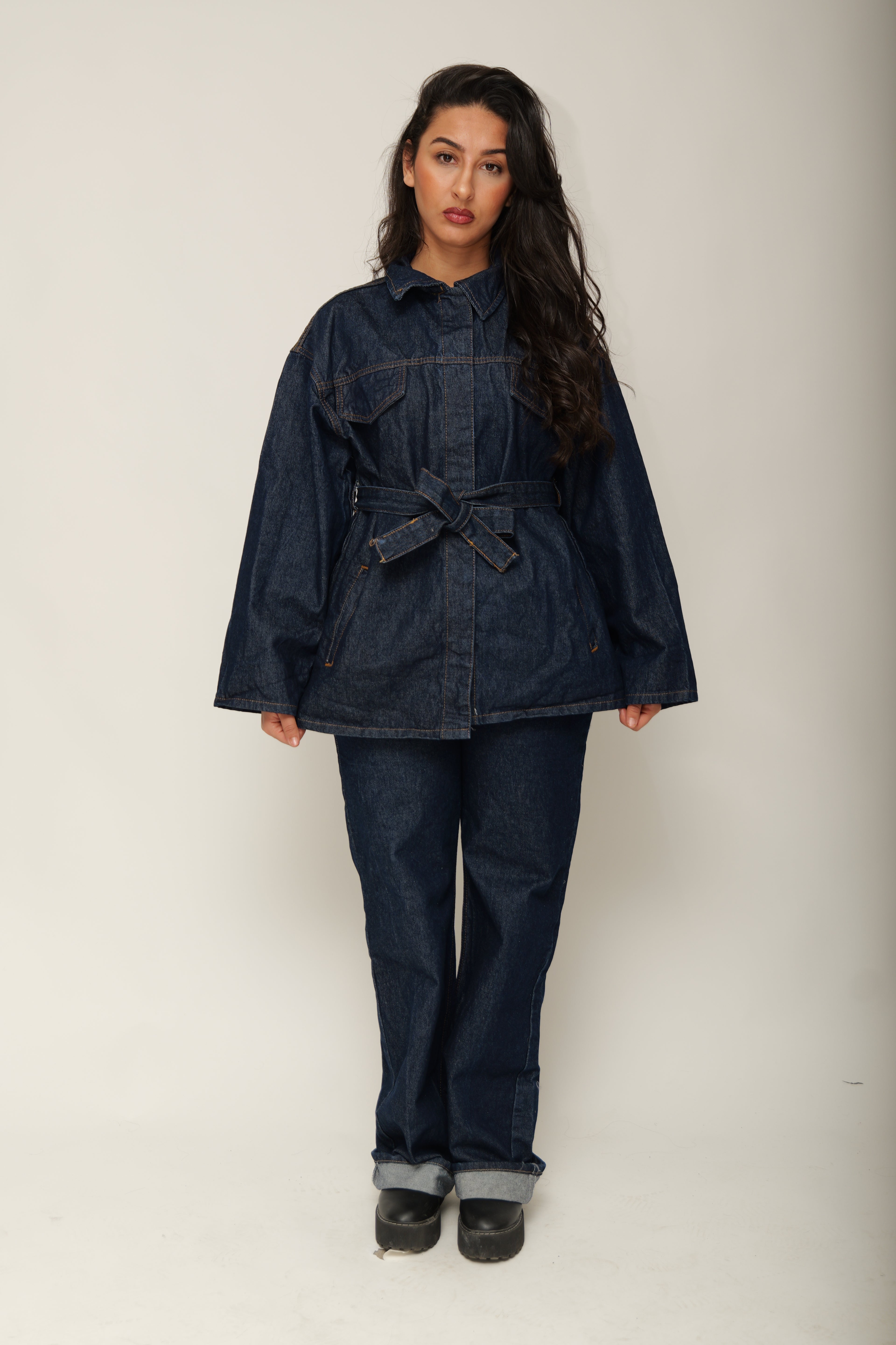 Ensemble en jean ceinturée