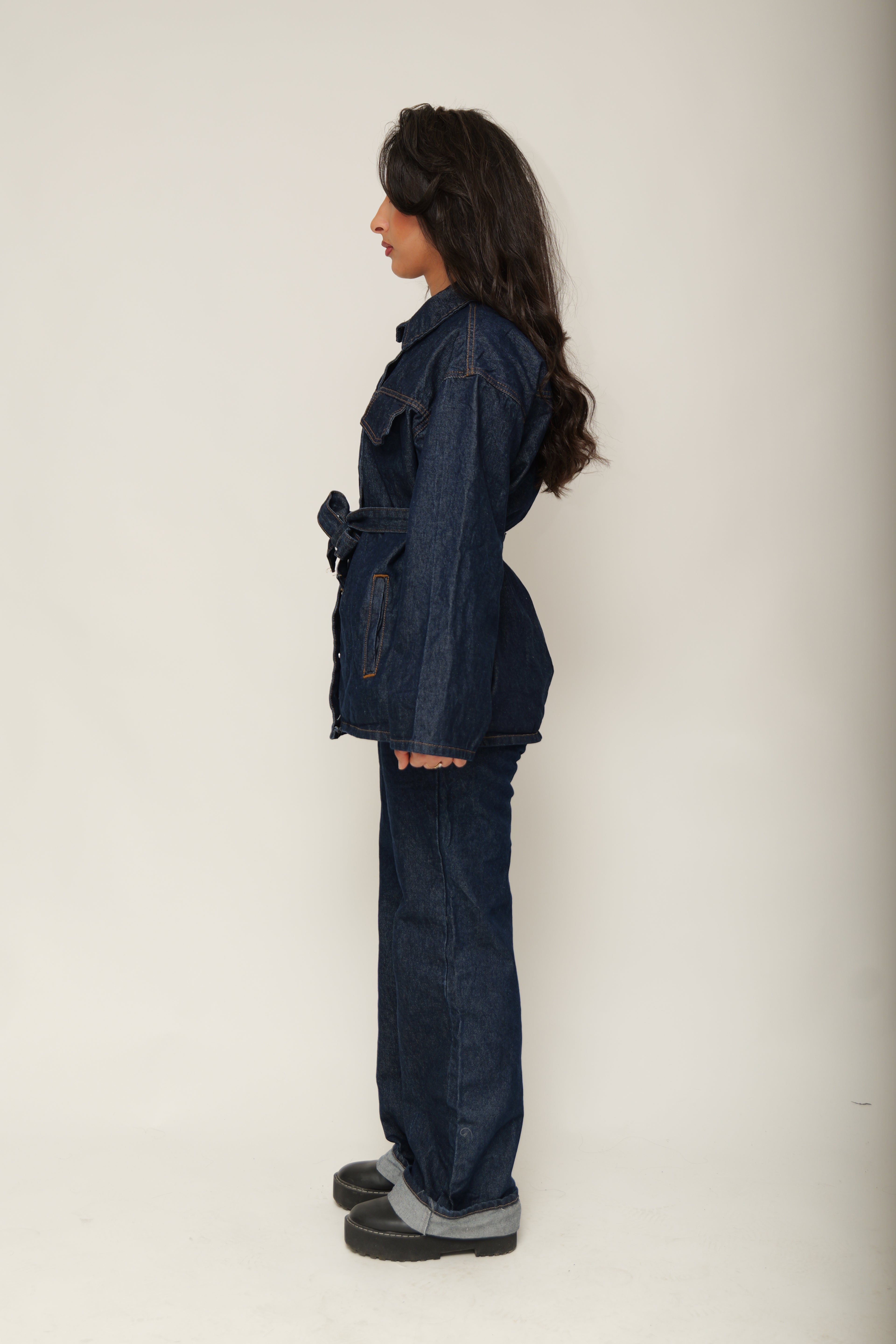 Ensemble en jean ceinturée